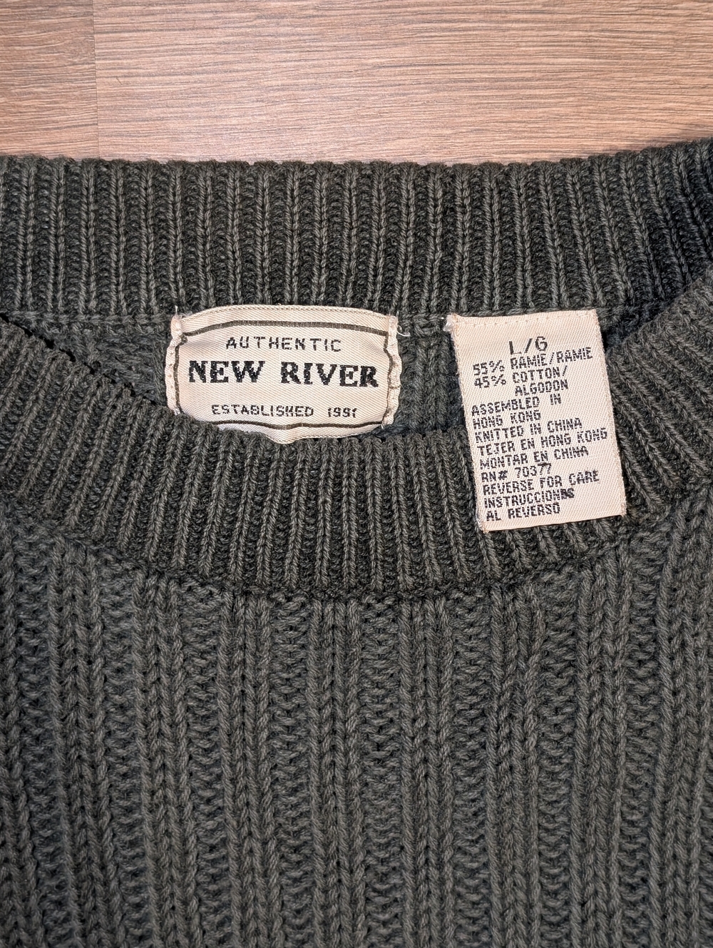 New River Ribbed Crewneck Sweater - Dark Green - Picture 2 of 4